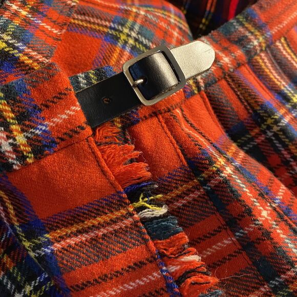 Vtg LAIRD PORTCH of SCOTLAND Red Tartan Plaid Wrap Kilt skirt 100% Wool Skirt 26 - Picture 3 of 12